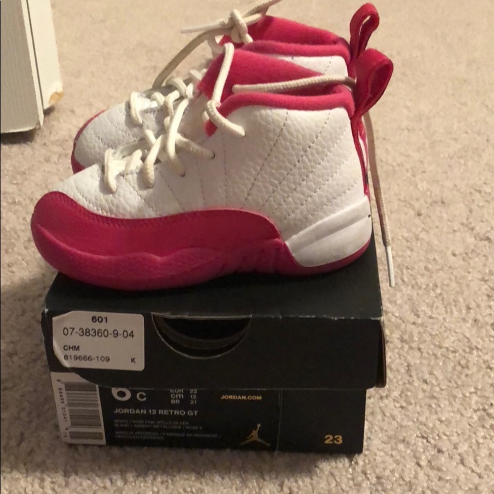Pink and white Jordan 12 retro gt